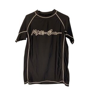 Maui & Sons Black Swimming Boarding Surf Shirt Size Small EUC #7576